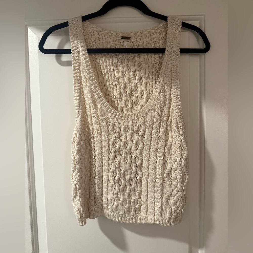 Free People Cream Cable Knit Sweater Vest Tank size XS